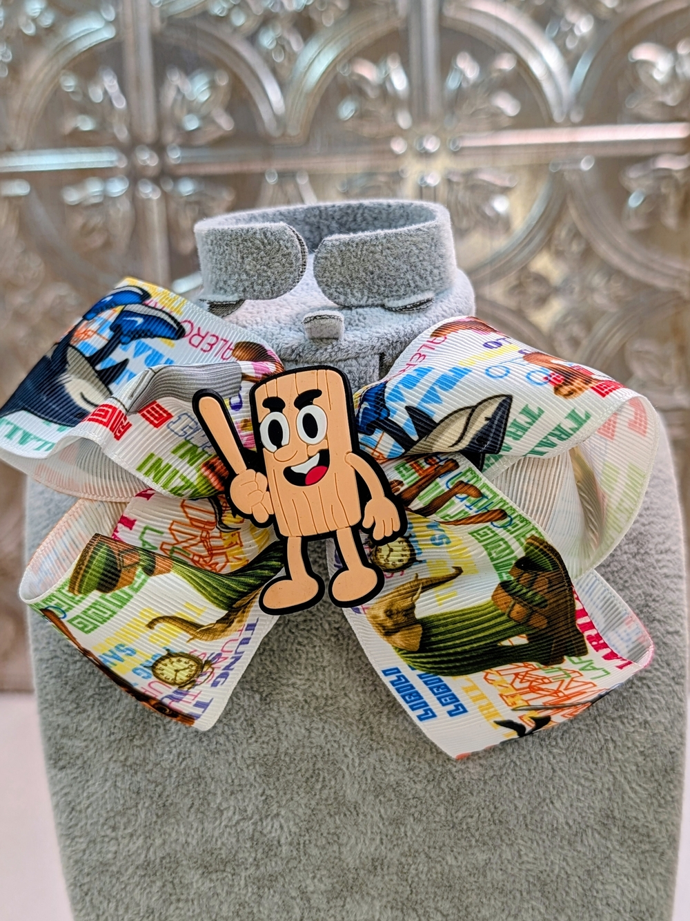 Medium Size Kids Brain Rot Hairbow With Silicone Accent